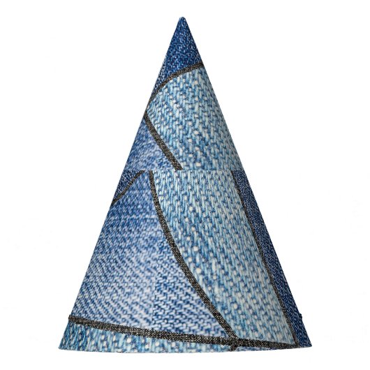 Urban Denim: Distressed Patchwork-Design Partyhütchen (Vorderseite)