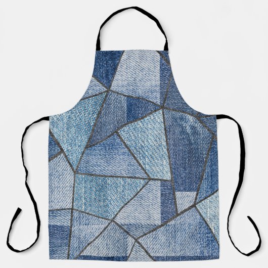 Urban Denim: Distressed Patchwork-Design Schürze (Vorderseite)