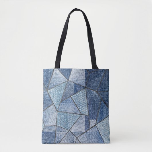 Urban Denim: Distressed Patchwork-Design Tasche (Vorderseite)