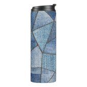 Urban Denim: Distressed Patchwork-Design Thermosbecher (Nach links gedreht)