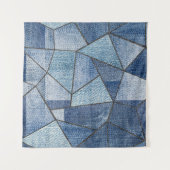 Urban Denim: Distressed Patchwork-Design Wandteppich (Vorderseite (Horizontal))