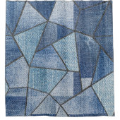 Urban Denim: gestörtes Patchwork-Design Duschvorhang (Vorderseite)