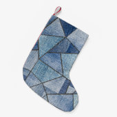 Urban Denim: gestörtes Patchwork-Design Kleiner Weihnachtsstrumpf (Vorderansicht (hängend))