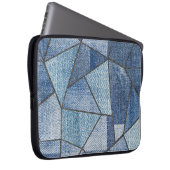 Urban Denim: gestörtes Patchwork-Design Laptopschutzhülle (Vorne Rechts)