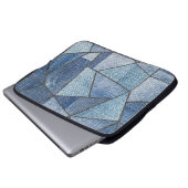Urban Denim: gestörtes Patchwork-Design Laptopschutzhülle (Vorne Knopf)