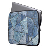 Urban Denim: gestörtes Patchwork-Design Laptopschutzhülle (Vorderseite Links)