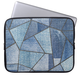 Urban Denim: gestörtes Patchwork-Design Laptopschutzhülle