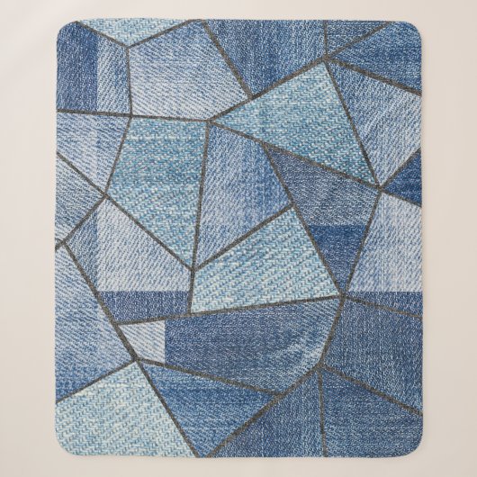 Urban Denim: gestörtes Patchwork-Design Sherpadecke (Vorderseite)