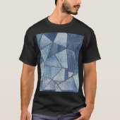 Urban Denim: gestörtes Patchwork-Design T-Shirt (Vorderseite)