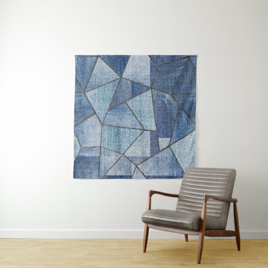 Urban Denim: gestörtes Patchwork-Design Wandteppich (Beispiel)