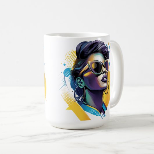 Urban Diva - Bold Vector Portrait von Retro Glamou Kaffeetasse (VorderseiteRechts)