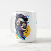 Urban Diva - Bold Vector Portrait von Retro Glamou Kaffeetasse (Vorderseite Links)