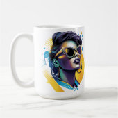 Urban Diva - Bold Vector Portrait von Retro Glamou Kaffeetasse (Links)