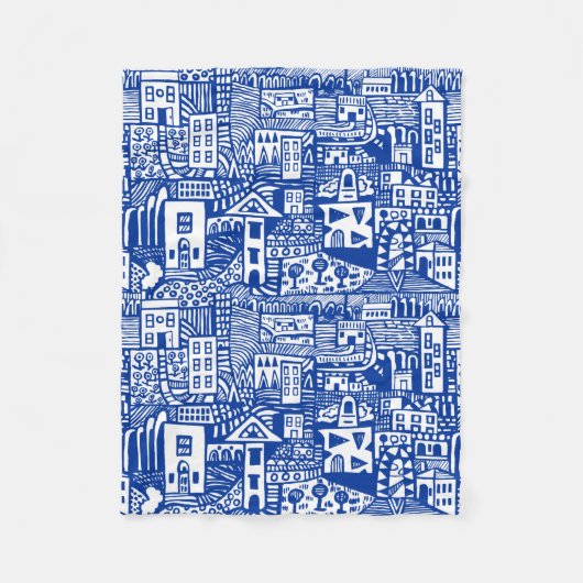 Urban Dream - Navy Blue und White Fleecedecke (Vorderseite)
