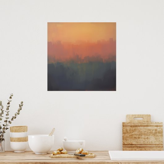 Urban Dreamscape at Sunset - Abstraktes Stadtbild Poster (Küche)