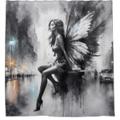 Urban dunkle Feen Fantasy futuristische gotische S Duschvorhang (Vorderseite)