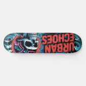Urban Echoes Neon Ukiyo-E Graffiti Art Skateboard (Horizontal)