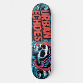 Urban Echoes Neon Ukiyo-E Graffiti Art Skateboard (Vorderseite)