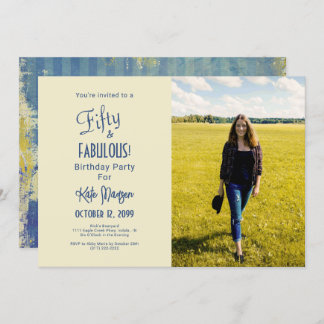 Urban Ecru 50 & FABULOUS 50. Geburtstagsparty Foto Einladung
