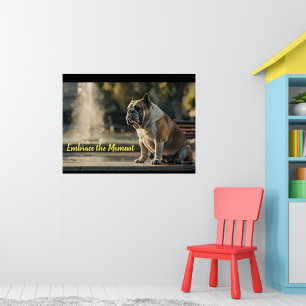 Urban Elegance: English Bulldog im Park Poster