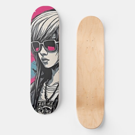 Urban Emo Girl Cyber Art Skateboard (Vorderseite)