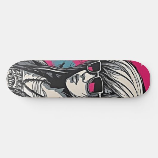 Urban Emo Girl Cyber Art Skateboard (Horizontal)