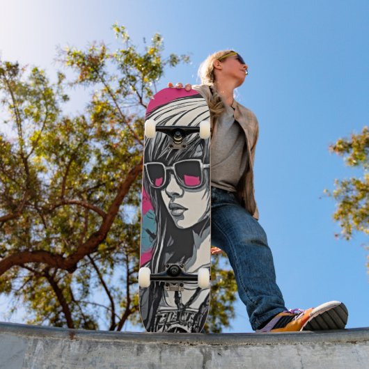 Urban Emo Girl Cyber Art Skateboard (Außen 1)