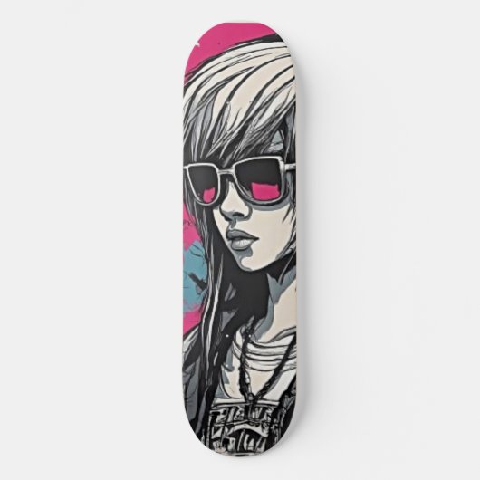 Urban Emo Girl Cyber Art Skateboard (Vorderseite)
