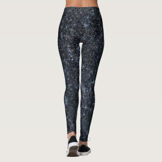 Urban Fantasy Black Silver Glitzer CUSTOM TEXT Leggings (Rückseite)