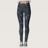 Urban Fantasy Black Silver Glitzer CUSTOM TEXT Leggings (Vorderseite)