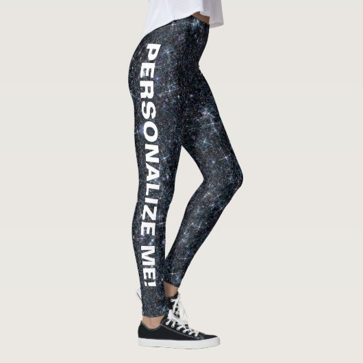 Urban Fantasy Black Silver Glitzer CUSTOM TEXT Leggings (Rechts)
