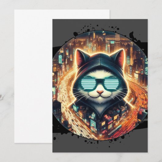 Urban Feline Guardian Einladung (Vorne/Hinten)