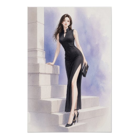 URBAN FLUID ELEGANCE — Midnight Orchid Poster (Vorderseite)