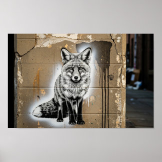 Urban Fox Stencil Poster