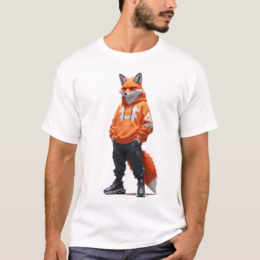Urban Fox Vibes - Futuristische Streetwear Design T-Shirt (Vorderseite)