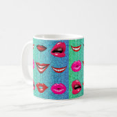 Urban Funky Angesagte Cool Lips Muster Kaffeetasse (Vorderseite Links)