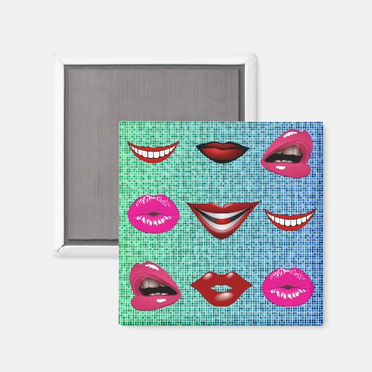Urban Funky Angesagte Cool Lips Muster Magnet (Vorderseite/Rückseite)