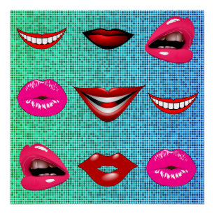 Urban Funky Angesagte Cool Lips Muster Poster