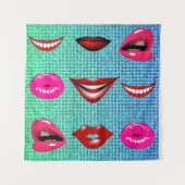 Urban Funky Angesagte Cool Lips Muster Wandteppich (Vorderseite)