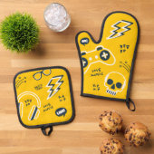 Urban Gamer Oven Mitt & Pot Holder Set (Oben Unten)