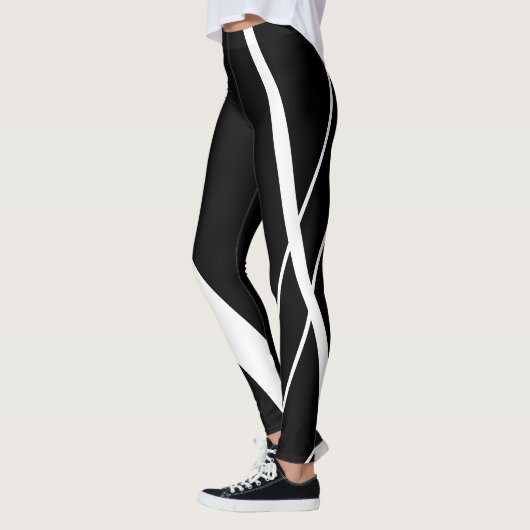Urban Geometrie Schwarz-Weiß Leggings (Links)