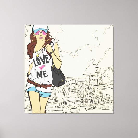 Urban Girl Wrapped Canvas Leinwanddruck (Vorderseite)