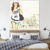 Urban Girl Wrapped Canvas Leinwanddruck (Insitu (Schlafzimmer))