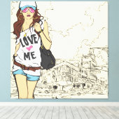 Urban Girl Wrapped Canvas Leinwanddruck (Insitu (Holzboden))