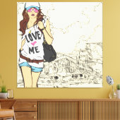 Urban Girl Wrapped Canvas Leinwanddruck (Insitu (Wohnzimmer))