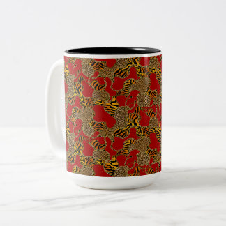 Urban Glam Animal Print With Chains On Red Zweifarbige Tasse