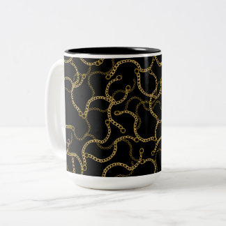 Urban Glam Gold Chains Pattern  Zweifarbige Tasse