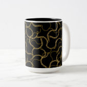 Urban Glam Gold Chains Pattern  Zweifarbige Tasse (VorderseiteRechts)