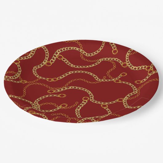 Urban Gold Chains Baroque Pattern  Pappteller (Schrägansicht)