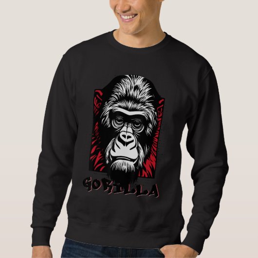 Urban Gorilla Ape Monkey Face  Graffiti Tattoo Sty Sweatshirt (Vorderseite)